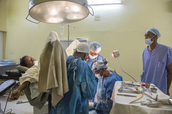 A fistula surgery in progress at a Madagascar hospital funded by Fistula Foundation